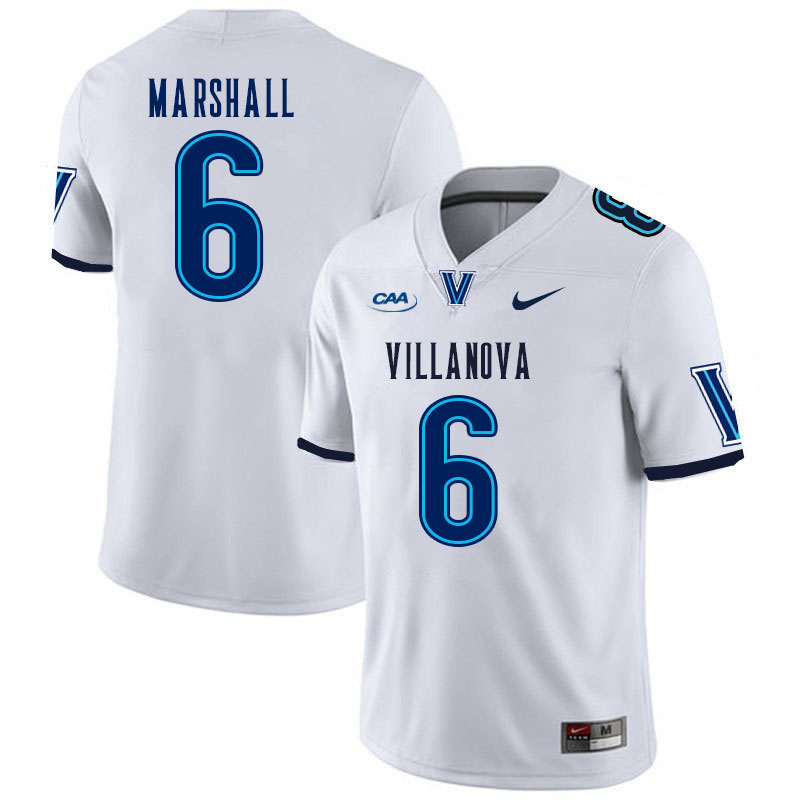 Men #6 Devon Marshall Villanova Wildcats College Football Jerseys Stitched Sale-White
